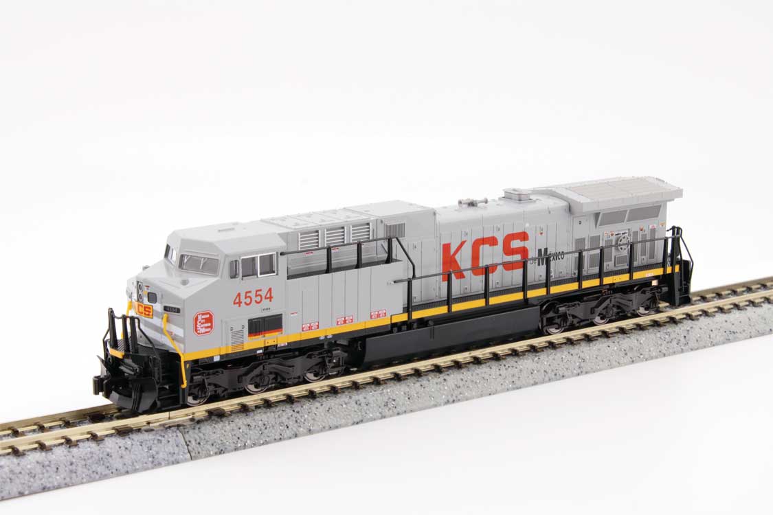 Kato 176-7045, GE AC4400CW Low Numberboards - Standard DC -- Kansas City Southern de Mexico #4554 (gray, red, yellow), N