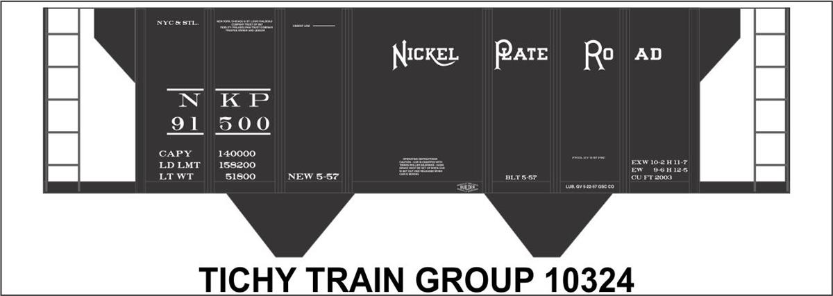 Tichy Train Group HO 10324 Railroad Decal Set, Nickel Plate Road 2-Bay Covered Hopper