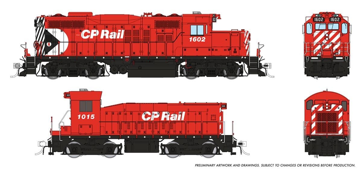 PREORDER Rapido HO 54016 GP9u & SW Slug Set, Canadian Pacific #1602/1015