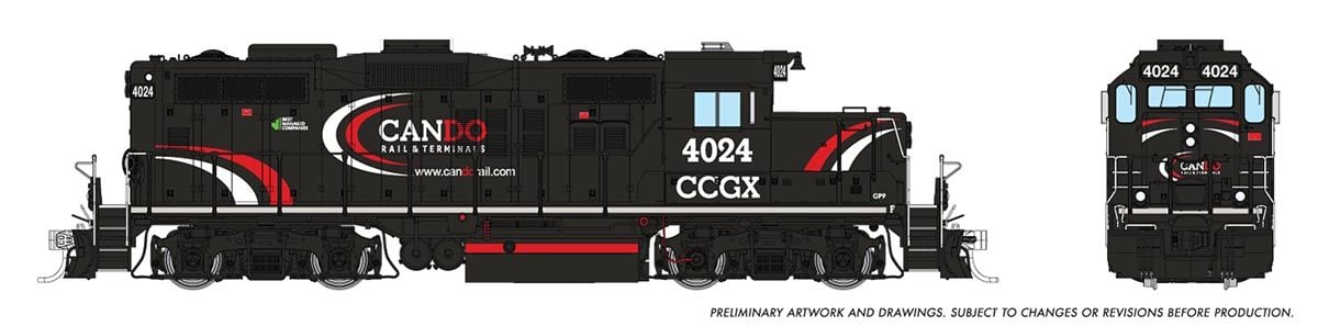 PREORDER Rapido HO 54022 GP9u Low-Nose Rebuild, Cando Contracting CCGX #4024