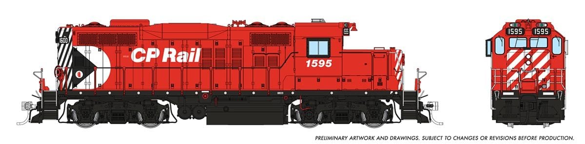 PREORDER Rapido HO 54502 GP9u Low-Nose Rebuild, Canadian Pacific #1595 (DCC & Equipped)