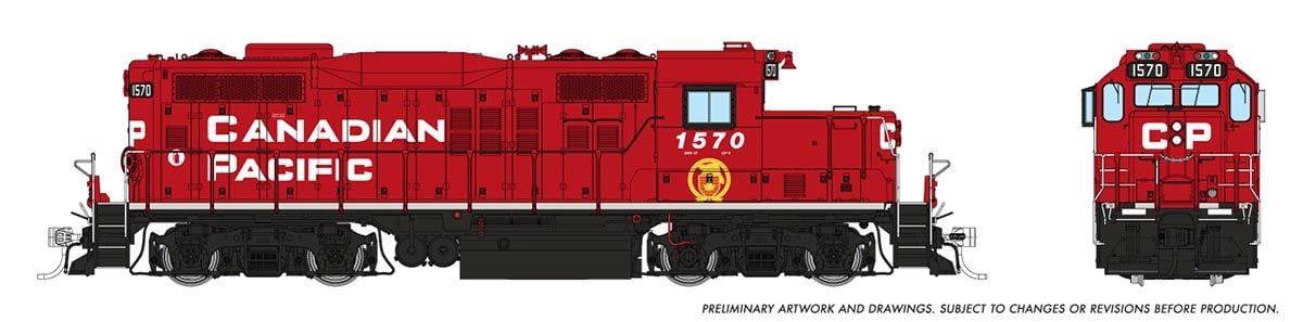 PREORDER Rapido HO 54505 GP9u Low-Nose Rebuild, Canadian Pacific #1570 (DCC & Equipped)