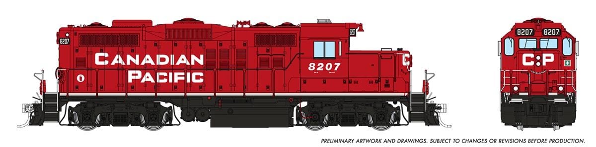PREORDER Rapido HO 54513 GP9u Low-Nose Rebuild, Canadian Pacific #8207 (DCC & Equipped)
