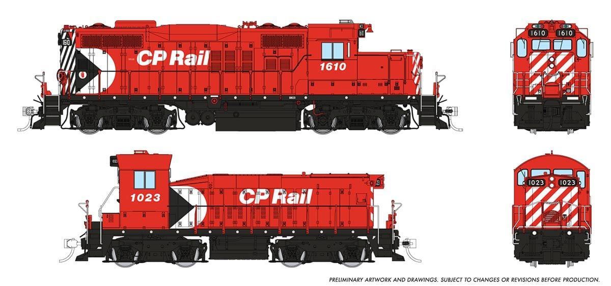 PREORDER Rapido HO 54517 GP9u & SW Slug Set, Canadian Pacific #1610/1023 (DCC & Equipped)