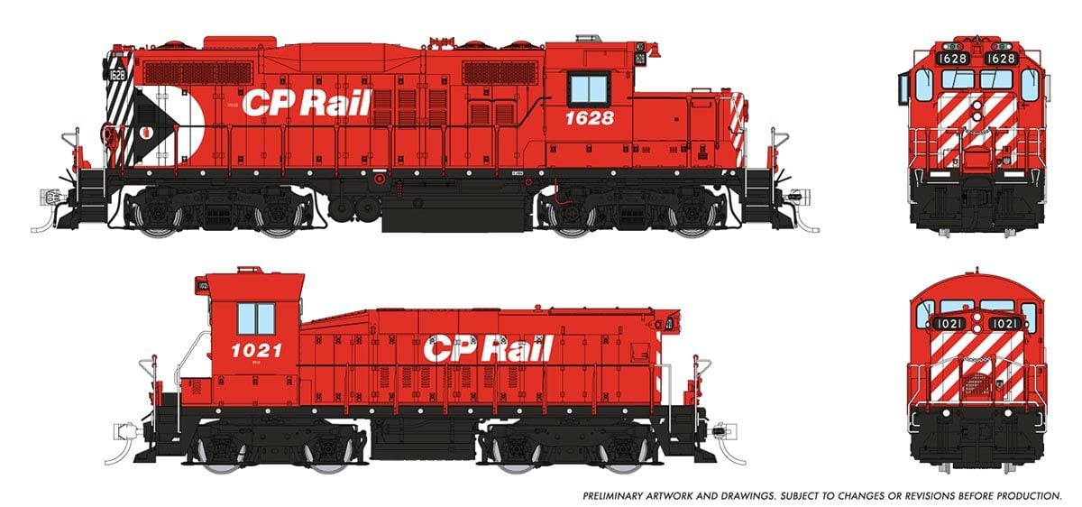 PREORDER Rapido HO 54518 GP9u & SW Slug Set, Canadian Pacific #1628/1021 (DCC & Equipped)