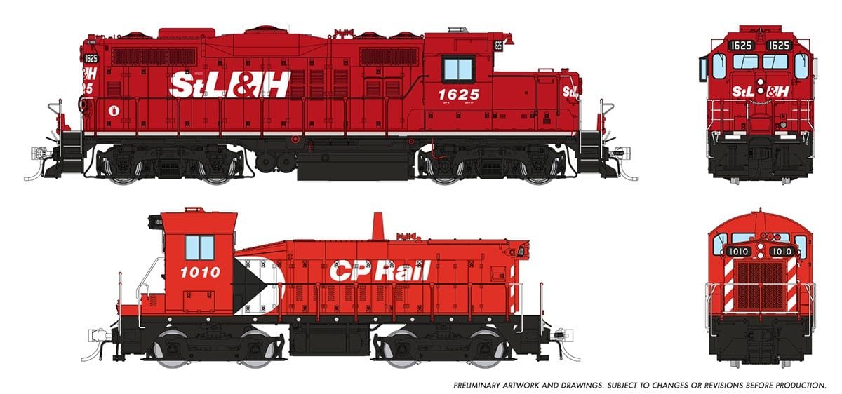 PREORDER Rapido HO 54520 GP9u & SW Slug Set, St. Lawrence & Hudson #1625/1010 (DCC & Equipped)