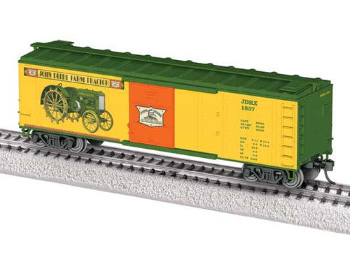 Lionel HO 2554080 40' Steel Flat-End Boxcar, John Deere Farm Tractor