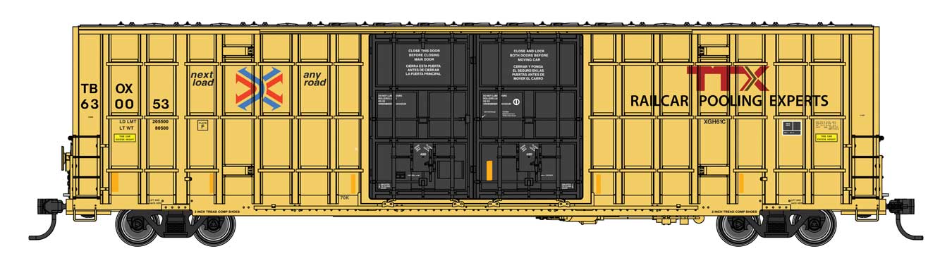 PREORDER Walthers Mainline HO 910-3117 60' High Cube Plate F Horizontal Post Boxcar, TTX TBOX #630053