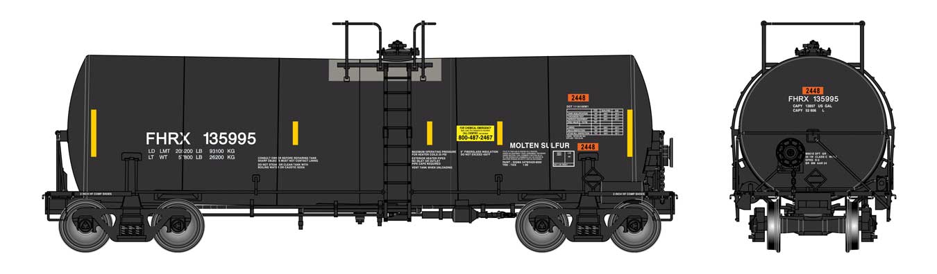 PREORDER WalthersProto 920-100053 HO 40' Trinity 14,000-Gallon Molten Sulfur Tank Car - Ready to Run -- First Union FHRX #135995