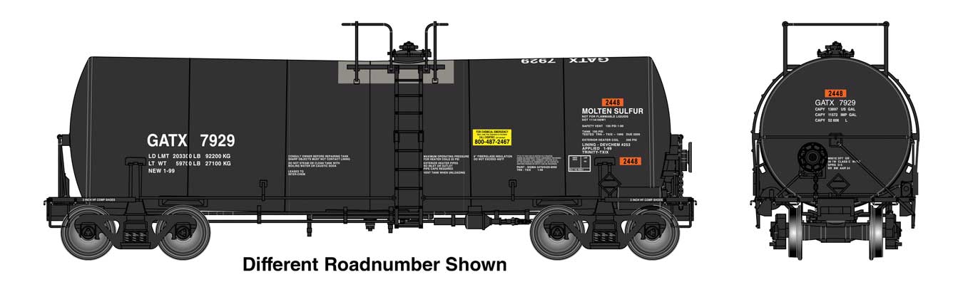 PREORDER WalthersProto 920-100058 HO 40' Trinity 14,000-Gallon Molten Sulfur Tank Car - Ready to Run -- GATX #7934