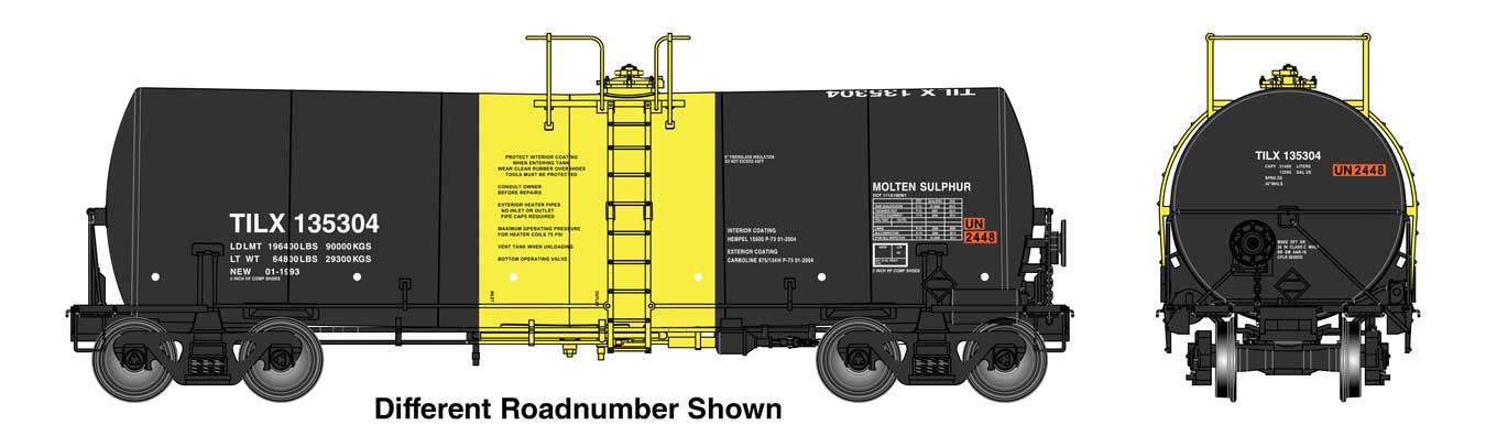 PREORDER WalthersProto 920-100078 HO 40' Trinity 14,000-Gallon Molten Sulfur Tank Car - Ready to Run -- Trinity Leasing (BLK) #135353