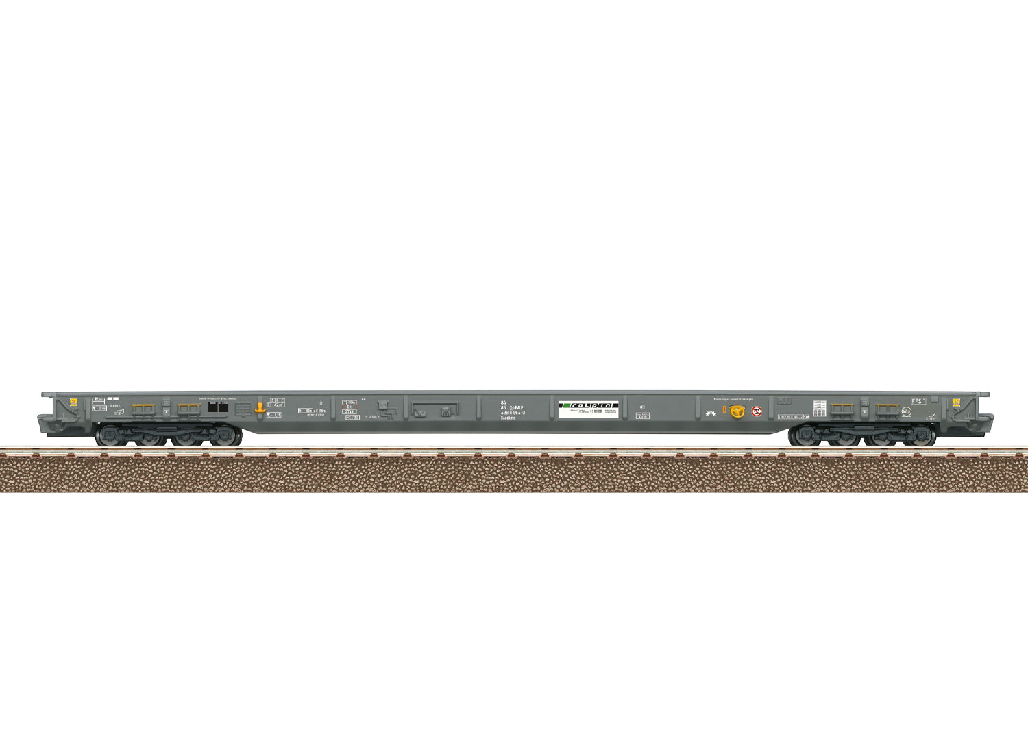 PREORDER Minitrix HO 24440 Saadkms Depressed Floor Flat Car, Rolling Road RAlpin Inc