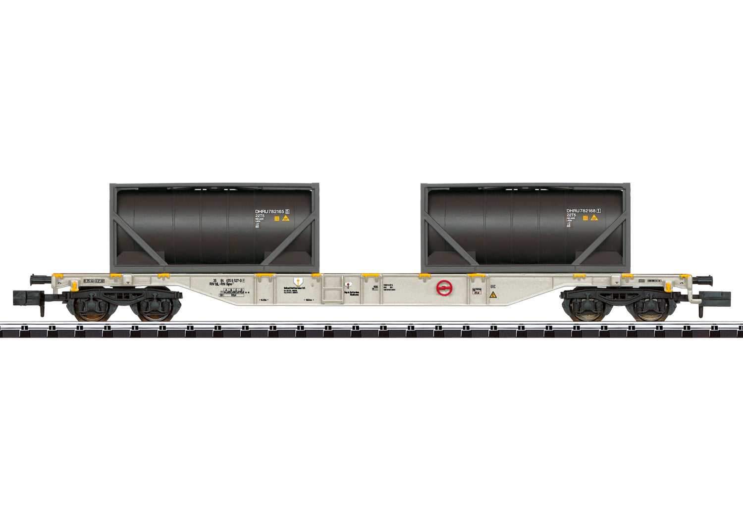 PREORDER Minitrix N 15103 Type Sgns Container Flatcar with 20' Tank Container Load, Railion Nederland