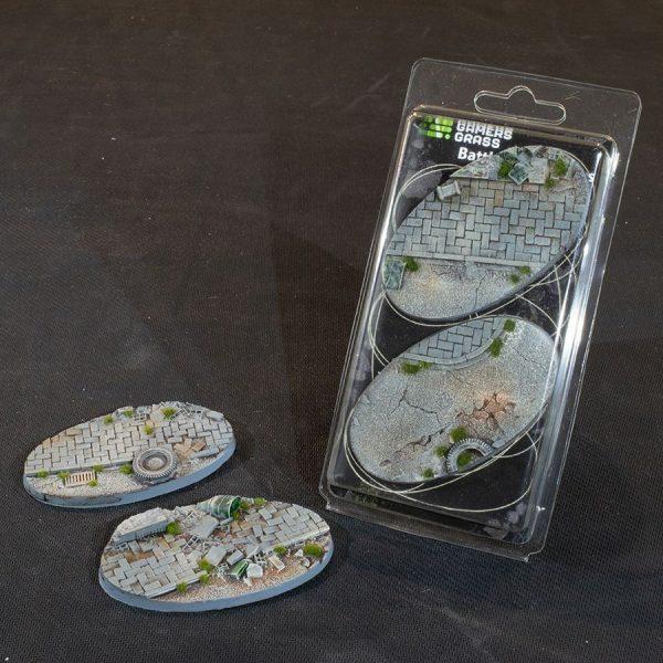 Gamers Grass Battle Ready Bases - Urban Warfare - Oval 90mm (x2)