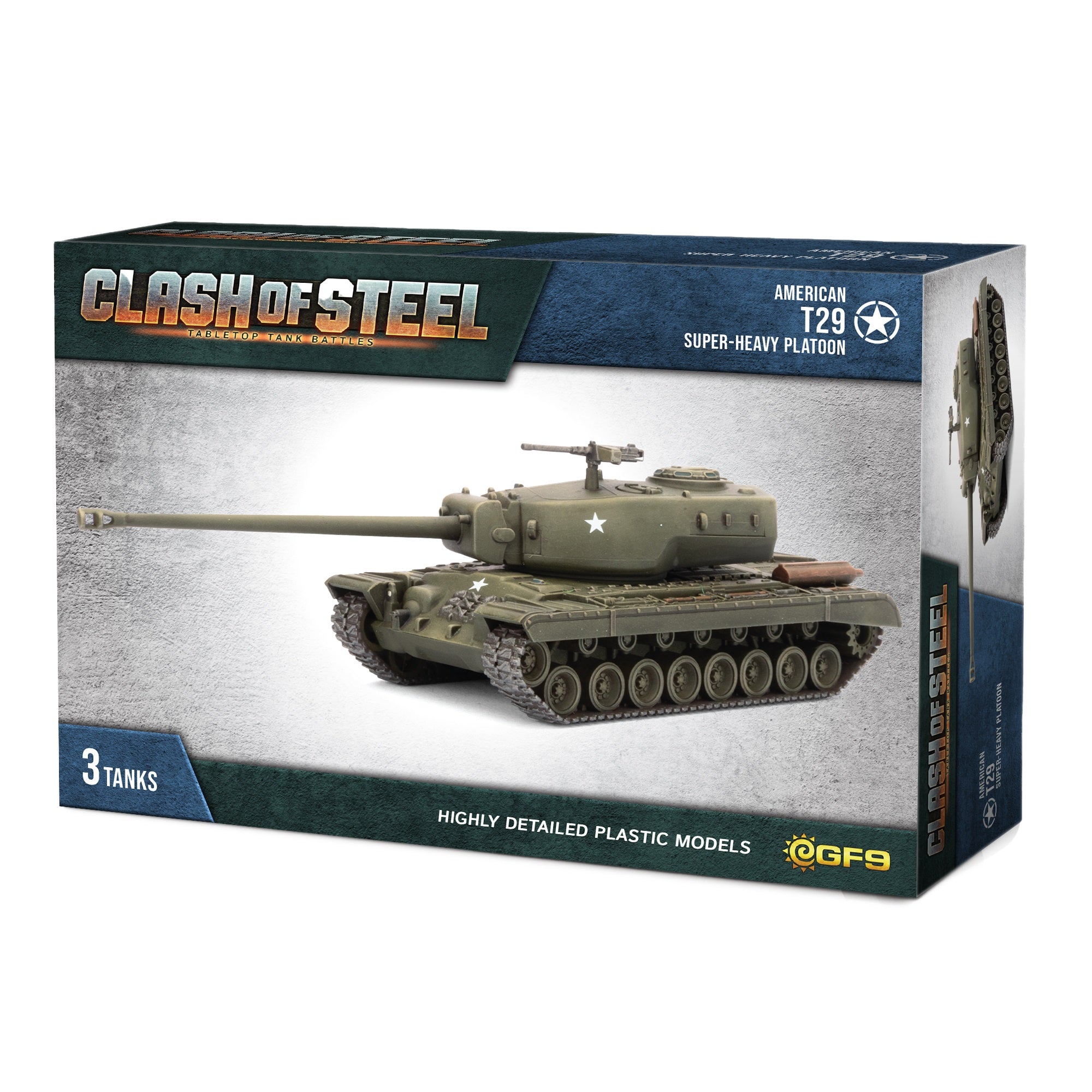 Clash of Steel: American - T29 Super-Heavy Tank Platoon (x3 Plastic)