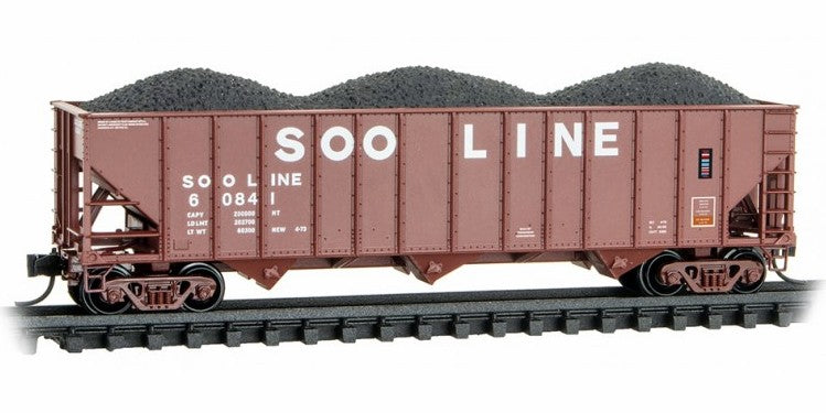 Micro-Trains N 10800560 100-Ton 3-Bay Open Hopper with Rib Sides and Coal Load, Soo Line #60841