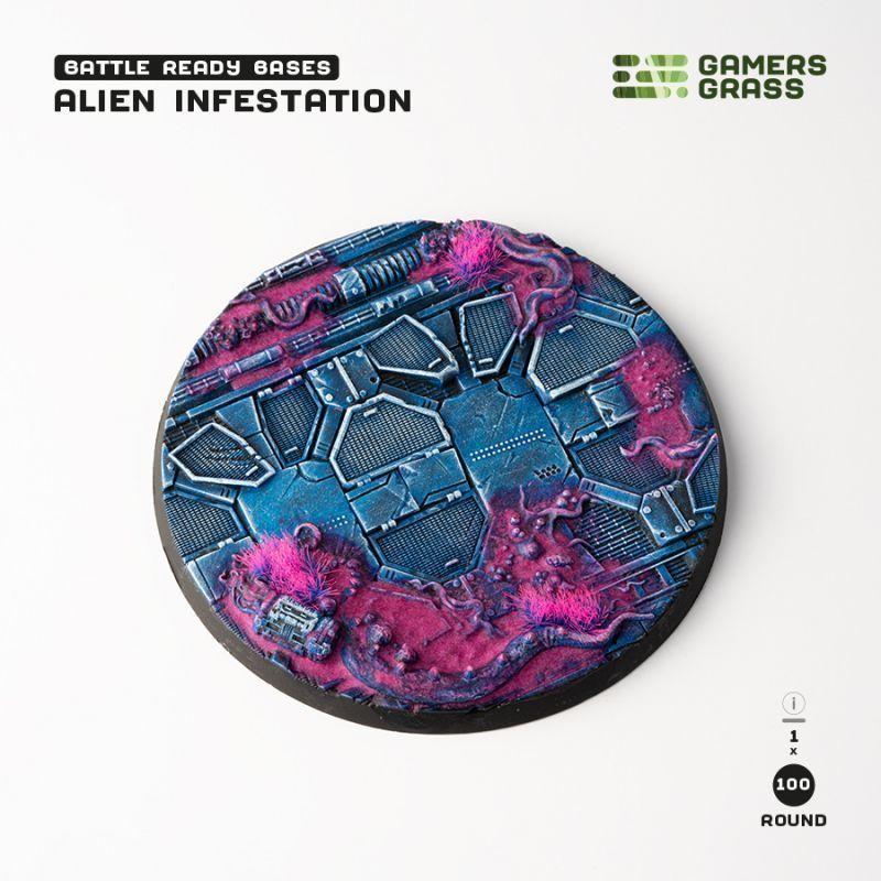 Gamers Grass Battle Ready Bases - Alien Infestation - Round 100mm (x1)