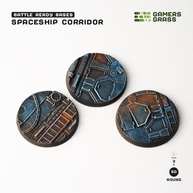 Gamers Grass Battle Ready Bases - Spaceship Corridor - Round 50mm (x3)