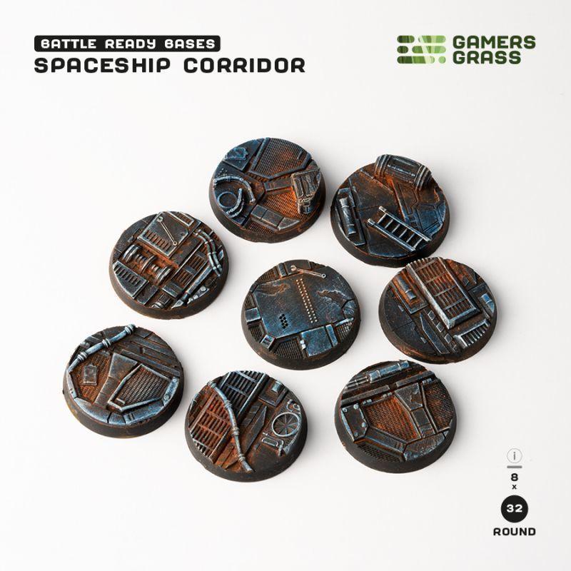 Gamers Grass Battle Ready Bases - Spaceship Corridor - Round 32mm (x8)