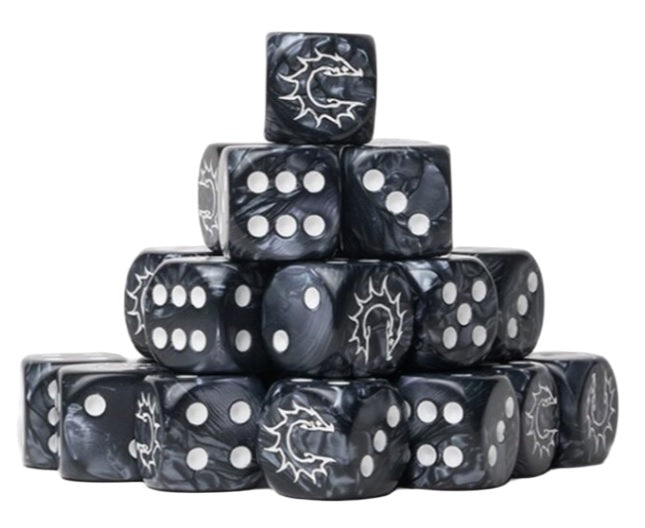 Conquest: Logo - Dark Grey Marbled Dice  24 per pack
