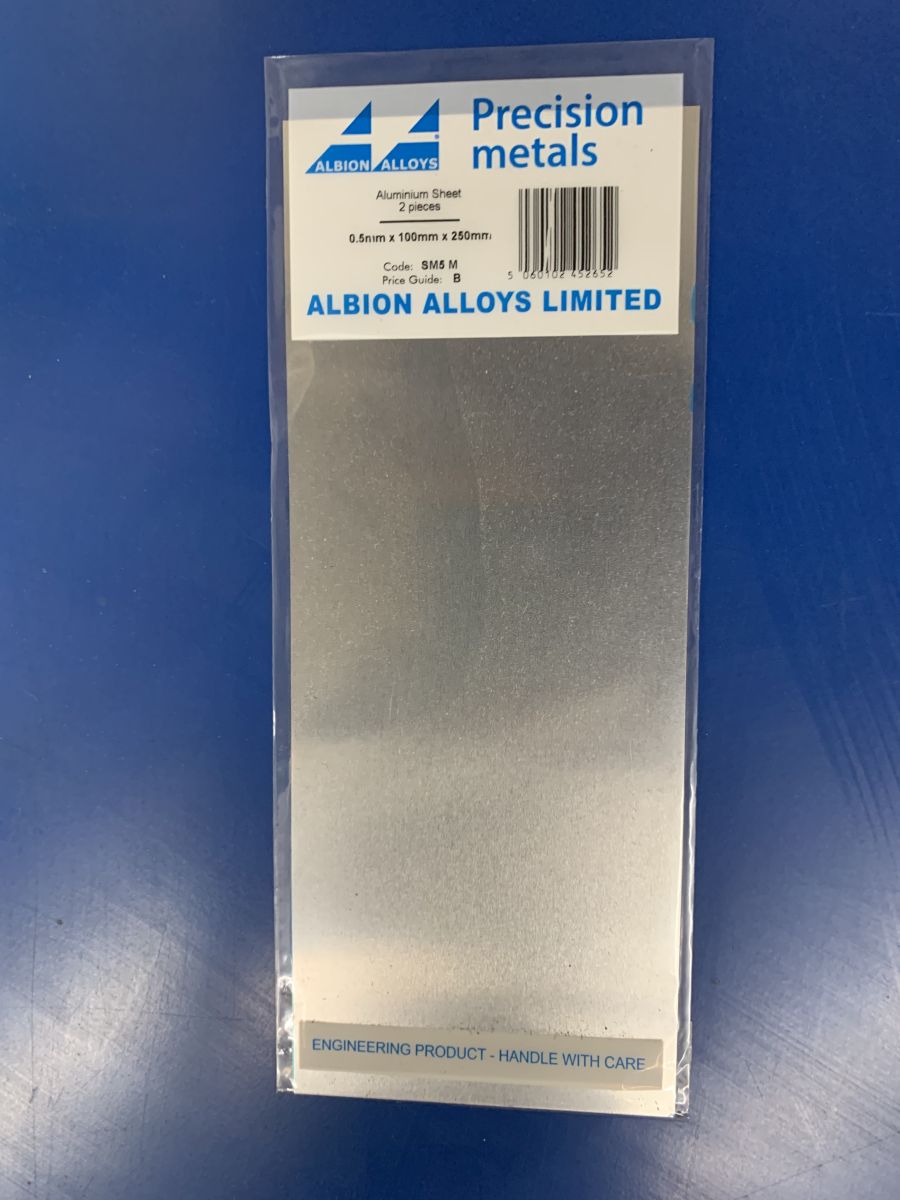 Albion Alloys SM5M Aluminium Sheet 0.5 mm 2pcs