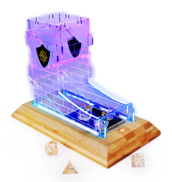 LED Dice Tower and Clear Dice Set (7)