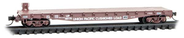 Micro-Trains 4500722 50' Fishbelly-Side Flatcar with Side-Mount Brake Wheel, Ready to Run, Union Pacific #58779