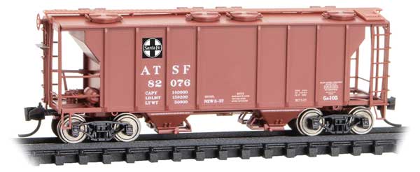 Micro-Trains 9500051 PS-2 2-Bay Covered Hopper, Ready to Run, Santa Fe #82076