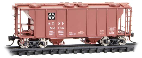 Micro-Trains 9500052 PS-2 2-Bay Covered Hopper, Ready to Run, Santa Fe #82142