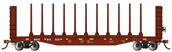 Bachmann HO 12905 52' Centerbeam Bulkhead Flat Car, Burlington Northern Santa Fe #615818