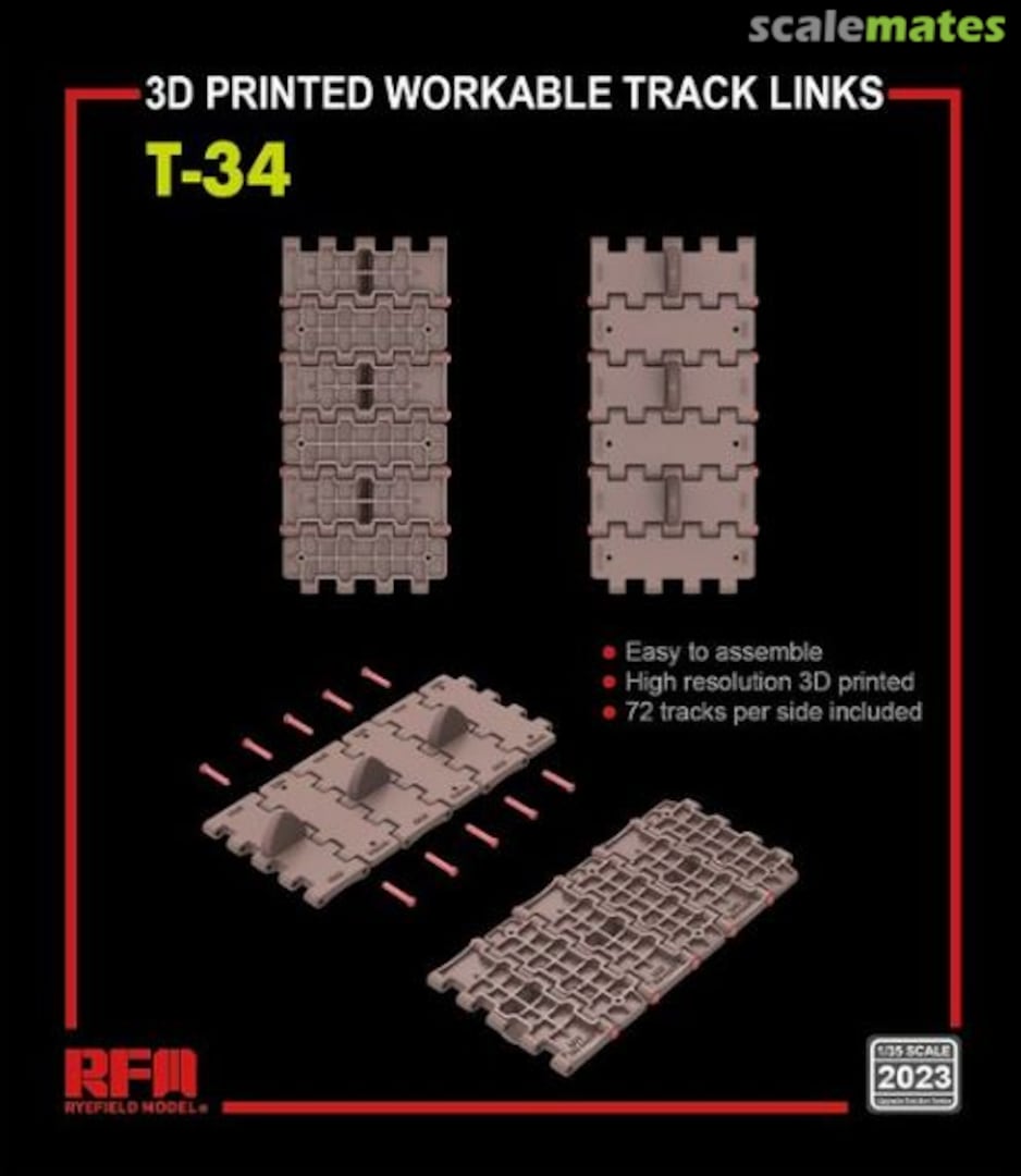 Rye Field Model 2022 3D Printed Workable Tracks for T-34 1:35