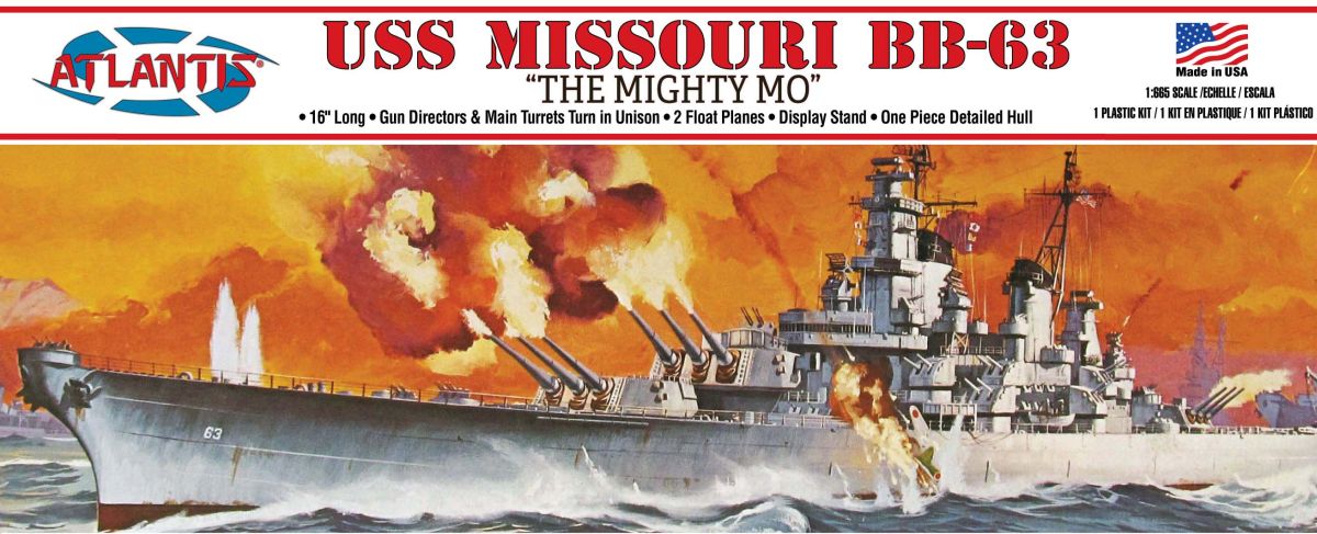 Atlantis Models 3000 USS Missouri BB-63 The Mighty Mo 16 inch
