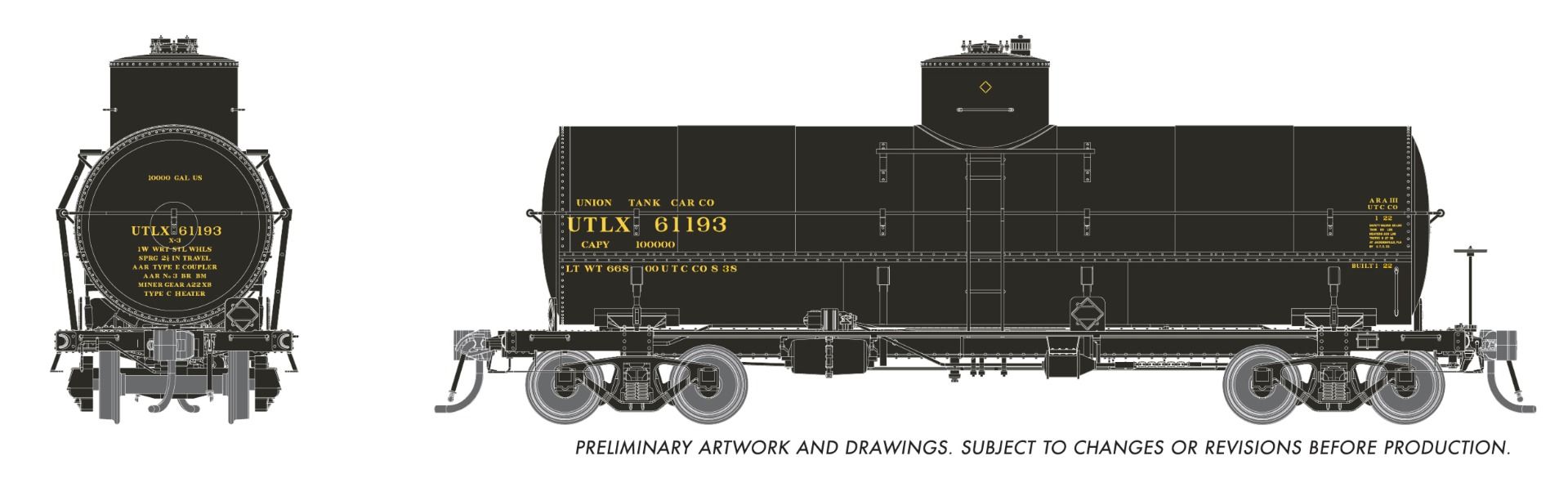 PREORDER Rapido HO 159201A Union X-3 10K gal Tankcar, UTLX Late 1930s