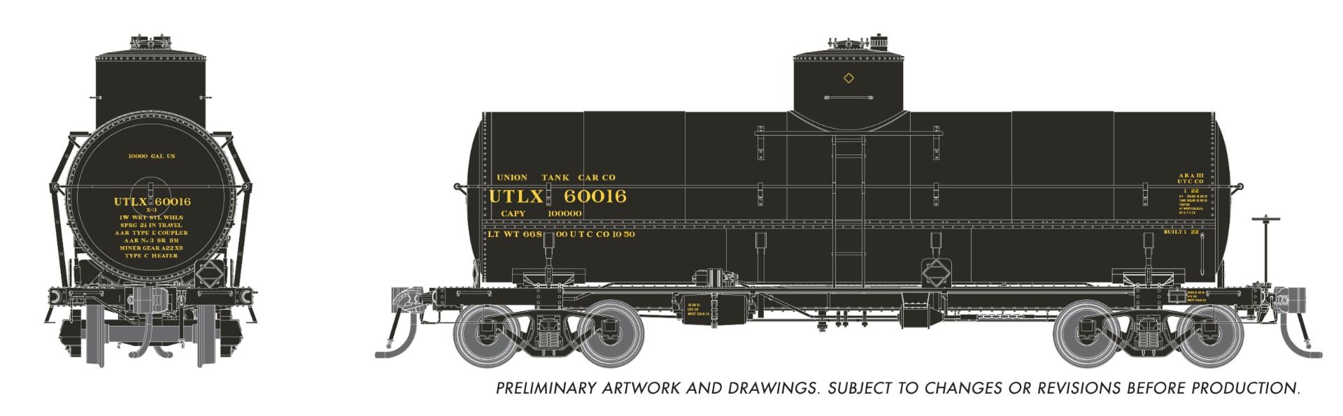 PREORDER Rapido HO 159202A Union X-3 10K gal Tankcar, UTLX 1950s