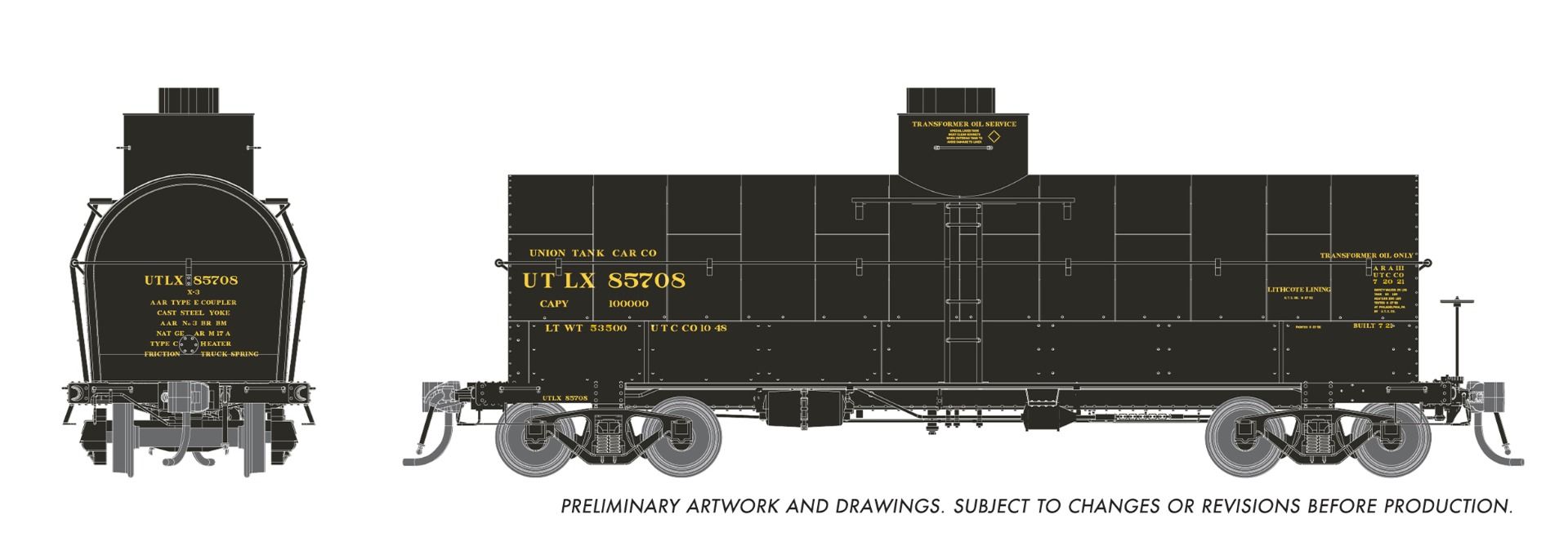 PREORDER Rapido HO 159301A Union X-3 "Breadbox" Tankcar, UTLX Late 1930s