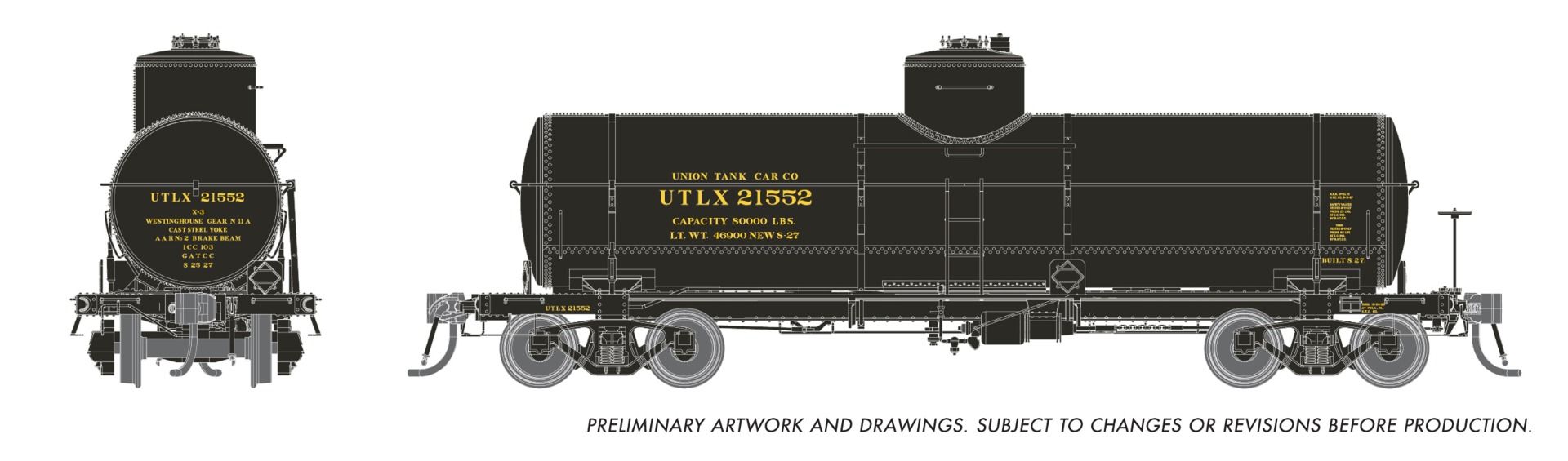 PREORDER Rapido HO 159103A Union X-3 8K gal Tankcar, UTLX 1927 #2