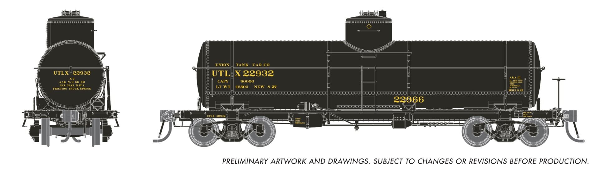 PREORDER Rapido HO 159104A Union X-3 8K gal Tankcar, UTLX Early 1950s #3