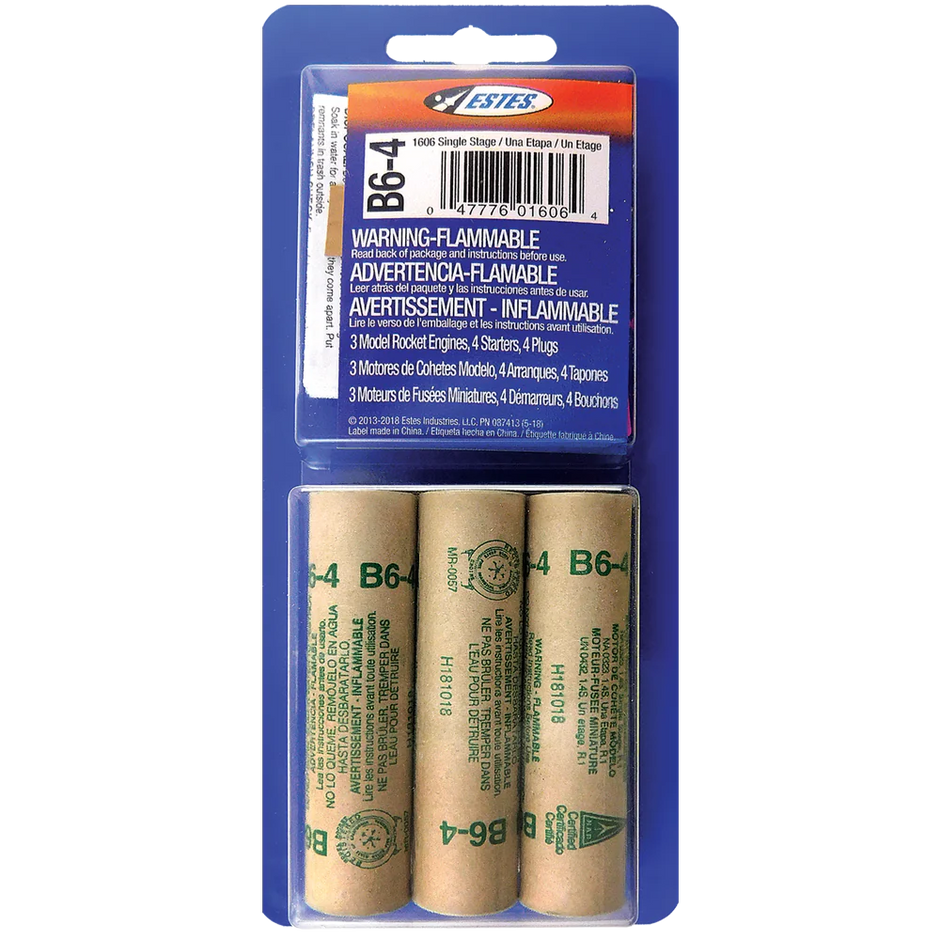 Estes Rockets 10021 B6-4 STD ENG 18MM-PO BAG