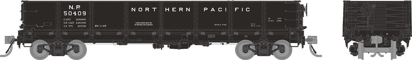 PREORDER Rapido HO 163006A 40' Drop Bottom Gondola, Northern Pacific 1966 #1