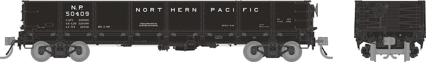 PREORDER Rapido HO 163007 40' Drop Bottom Gondola, Northern Pacific 1966 #2 (6-Pack)