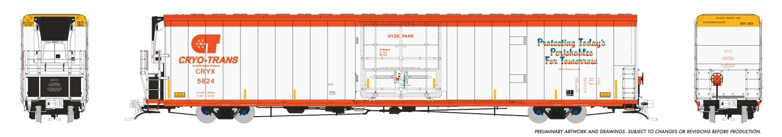 PREORDER Rapido HO 167502A Greenbrier 7780cuft Reefer with Sound, Cryo-Trans #2