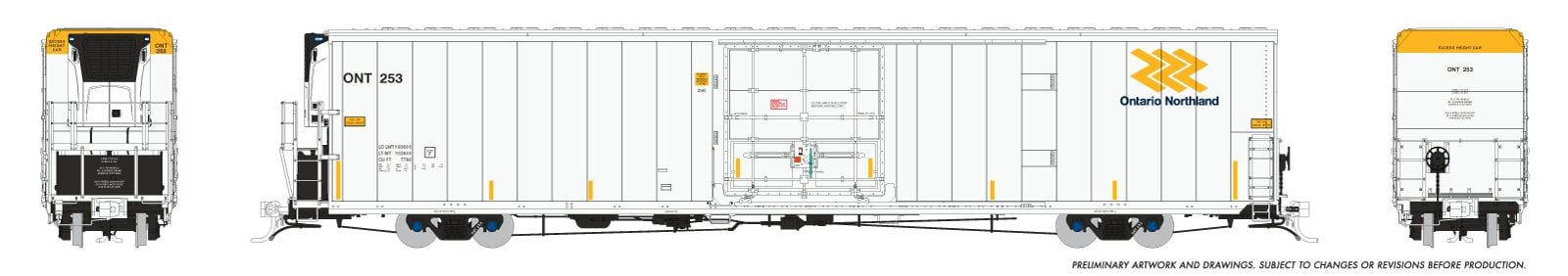 PREORDER Rapido HO 167007 Greenbrier 7780cuft Reefer, Ontario Northland (3-Pack)