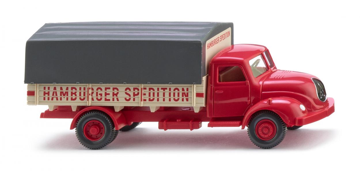 PREORDER Wiking HO 42004 1958-67 Covered Flatbed Truck, Hamburger Spedition