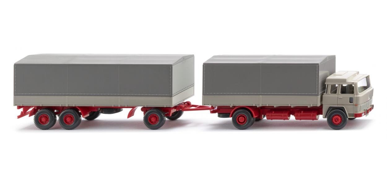 PREORDER Wiking HO 45502 1963-71 Magirus 235D Flatbed Road Train, Pebble Grey