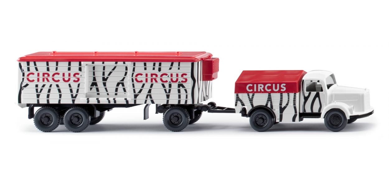 PREORDER Wiking HO 49204 1950-1959 Mercedes-Benz L 3500 Tractor with Reefer Trailer, Circus