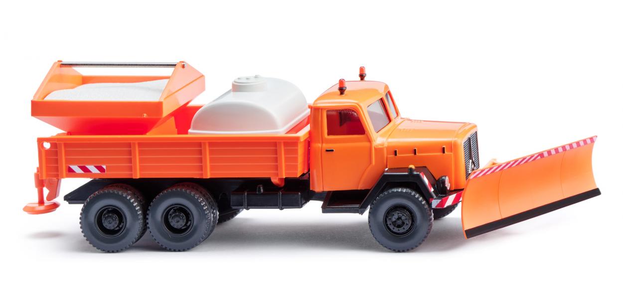 PREORDER Wiking HO 64609 1958-64 Magirus Flatbed Plow Truck, Municipal Winter Service