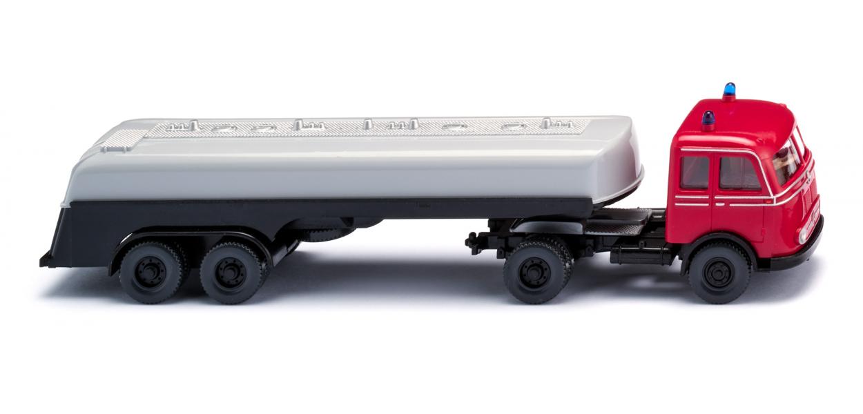 PREORDER Wiking HO 80696 1959-63 Mercedes-Benz Pullman Tractor with Tank Trailer, Fire Department