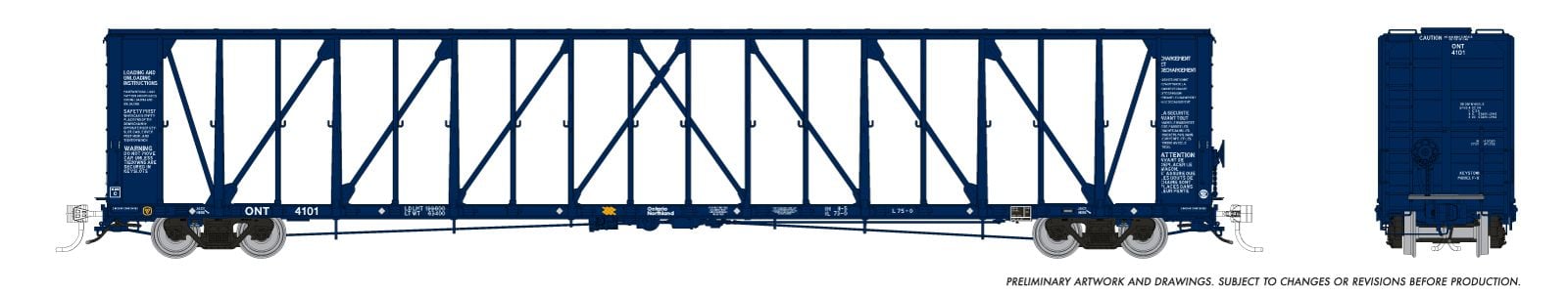 PREORDER Rapido HO 174013A NSC Centerbeam Flatcar, Ontario Northland