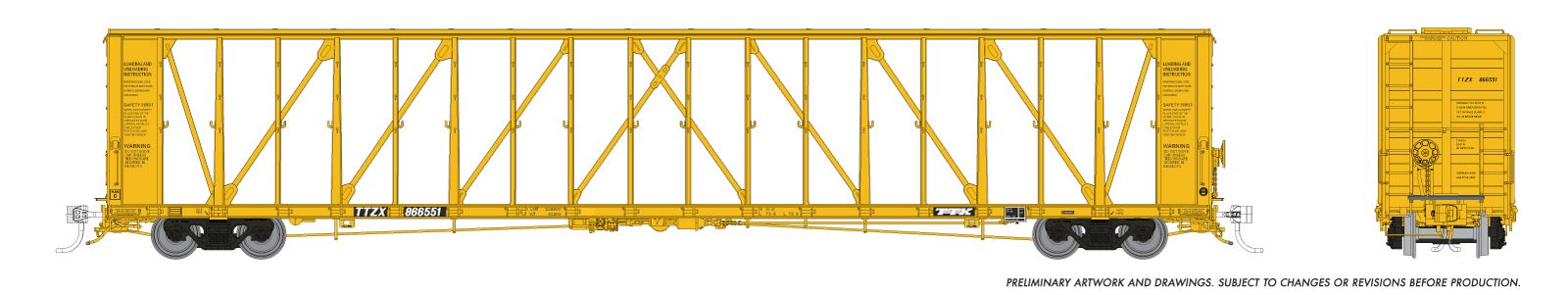 PREORDER Rapido HO 174015A NSC Centerbeam Flatcar, Trailer Train TTZX