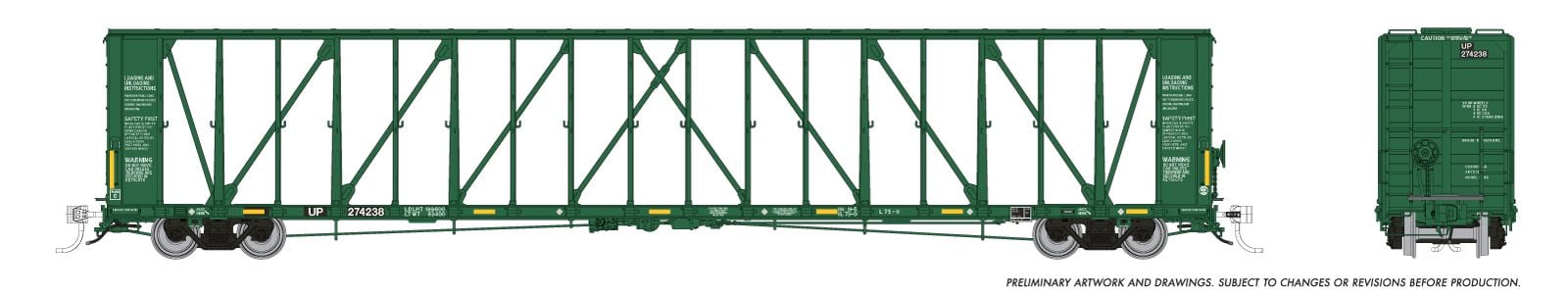 PREORDER Rapido HO 174016 NSC Centerbeam Flatcar, Union Pacific (6-Pack)